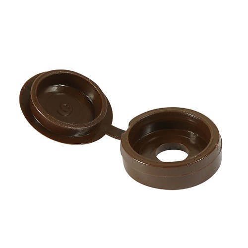 TIMCO Hinged Screw Caps - Large - Brown to Fit 5.0 to 6.0mm Screw (50 Pack)