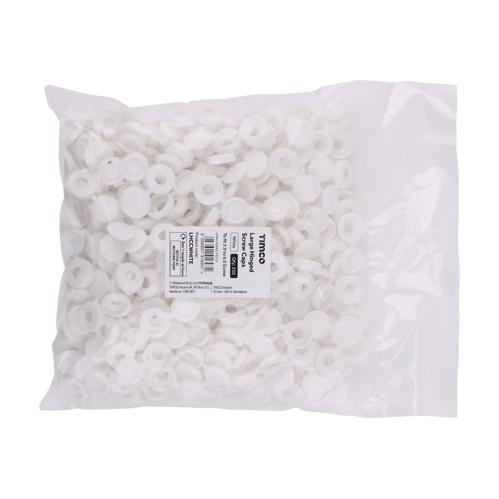 TIMCO Large Hinged Screw Cap - White (250)