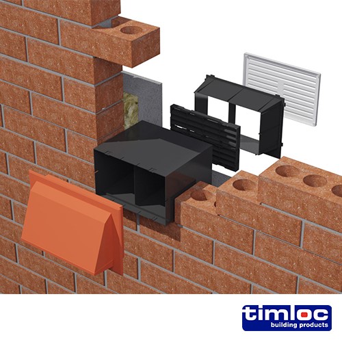 TIMCO Timloc Through-Wall Cavity Sleeve for Two Airbricks Stacked - 1202/2 229 x 152mm