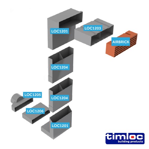 TIMCO Timloc Underfloor Vent - Duct Adaptor - 1205 To Suit 110mm