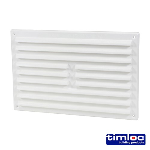 TIMCO Timloc Internal Plastic Louvre Grille Vent with Flyscreen - White - 1211WF 260 x 170mm