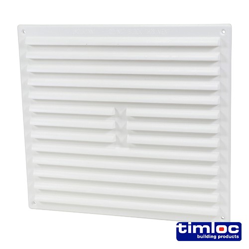 TIMCO Timloc Internal Plastic Louvre Grille Vent with Flyscreen - White - 1212WF 260 x 235mm