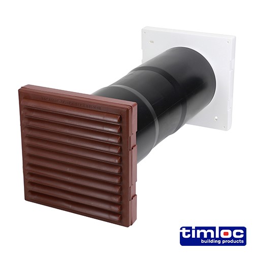 TIMCO Timloc Aero Core Through-Wall Vent Set with Baffle - Brown - ACV7BR 127 x 350mm