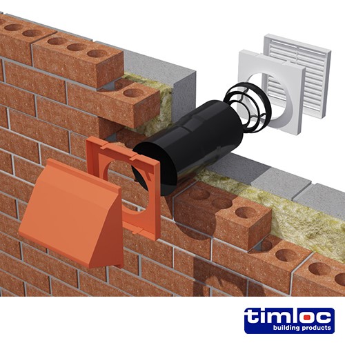 TIMCO Timloc Aero Core Through-Wall Vent High Rise and Baffle - Terracotta - ACV7HRTE 127 x 350mm