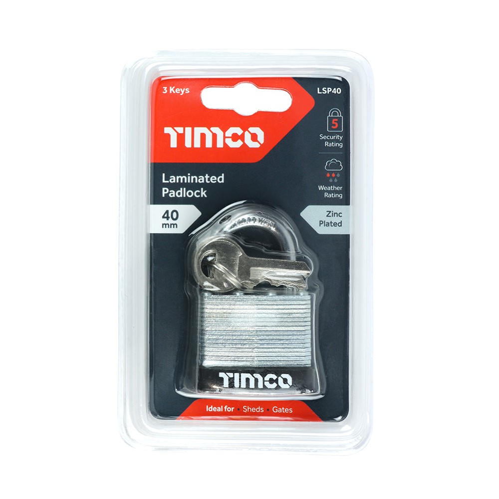 TIMCO Laminated Padlock 40mm