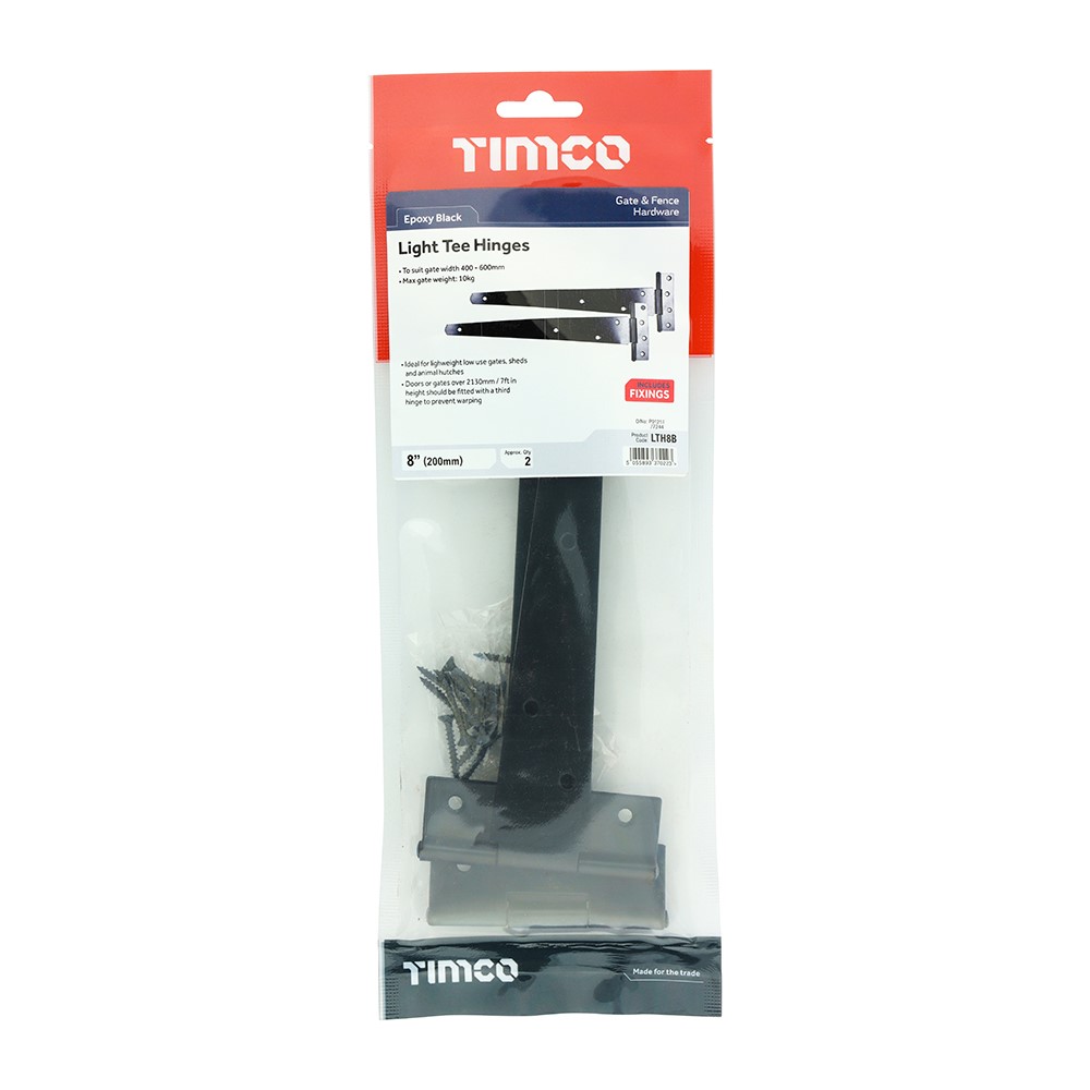 TIMCO Pair of Light Tee Hinges - Black 8