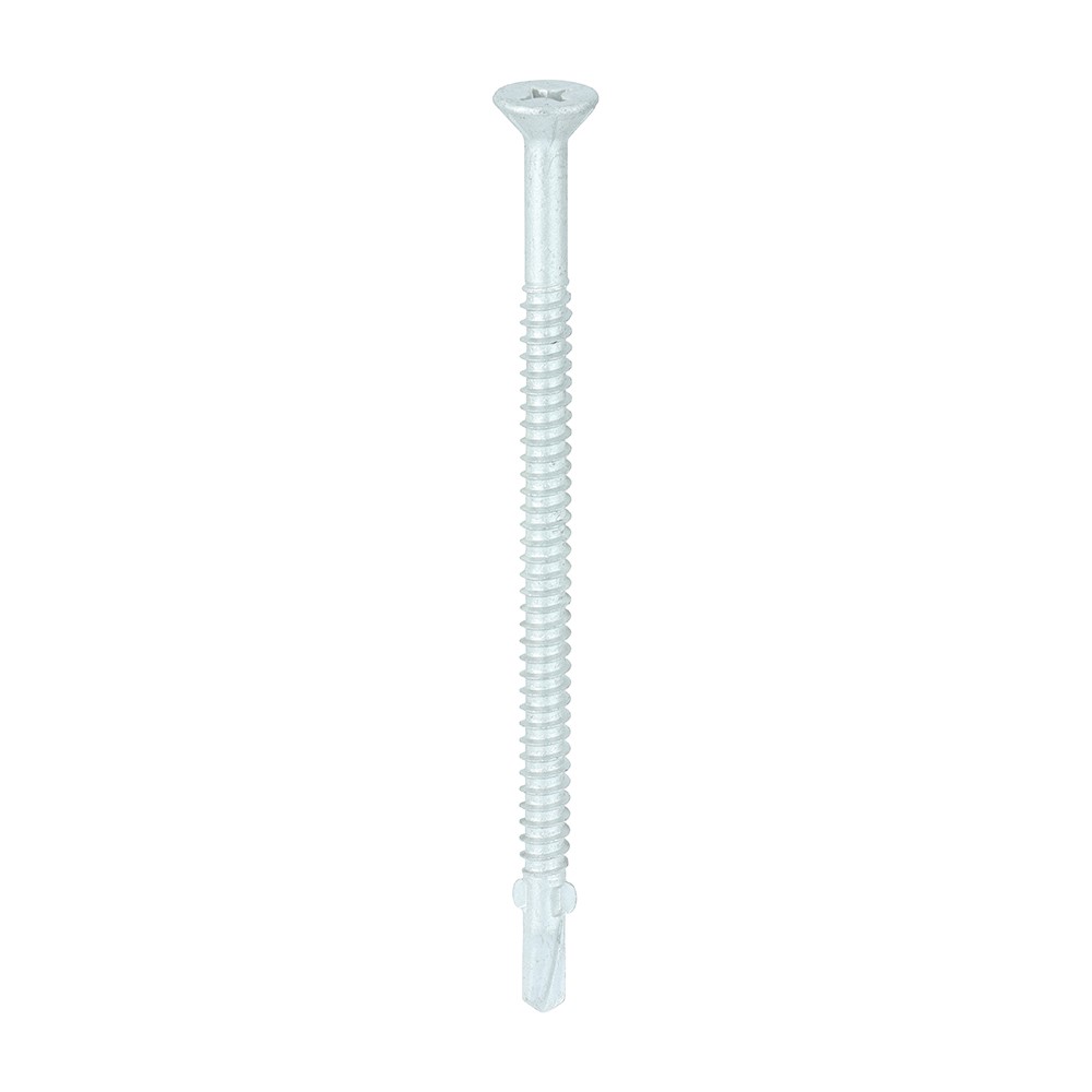 TIMCO Metal Construction Timber to Light Section Screws - Countersunk - Wing-Tip - Self-Drilling - Exterior - Silver Organic 5.5 x 100mm (100 Pack)