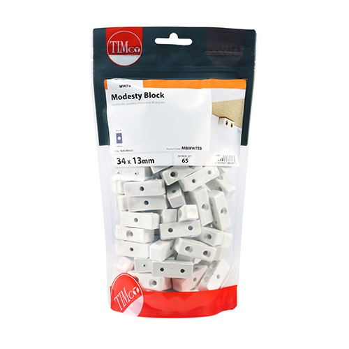 TIMCO Modesty Blocks - White 34 x 13 x 13mm (65)