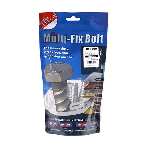 TIMCO Masonry Bolts - Hex - Exterior - Silver 10.0 x 100mm (12)