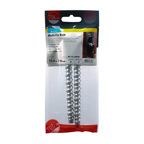 TIMCO Masonry Bolts - Hex - Exterior - Silver 10.0 x 130mm (2)