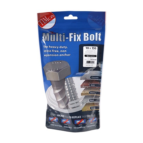 TIMCO Masonry Bolts - Hex - Exterior - Silver 10.0 x 150mm (8)