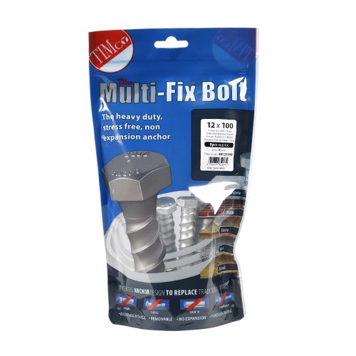 TIMCO Masonry Bolts - Hex - Exterior - Silver 12.0 x 100mm (8)