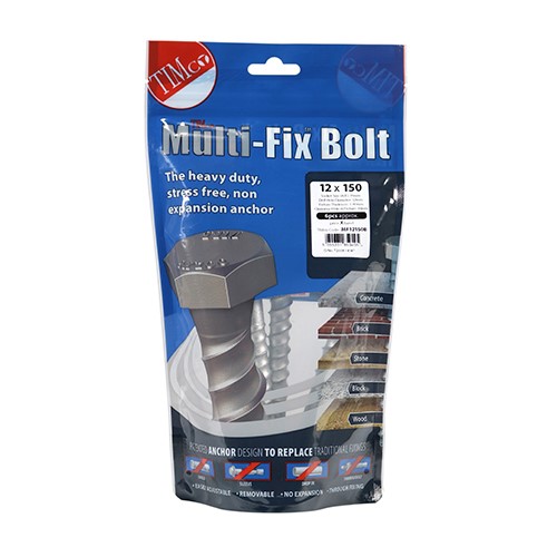 TIMCO Masonry Bolts - Hex - Exterior - Silver 12.0 x 150mm (6)