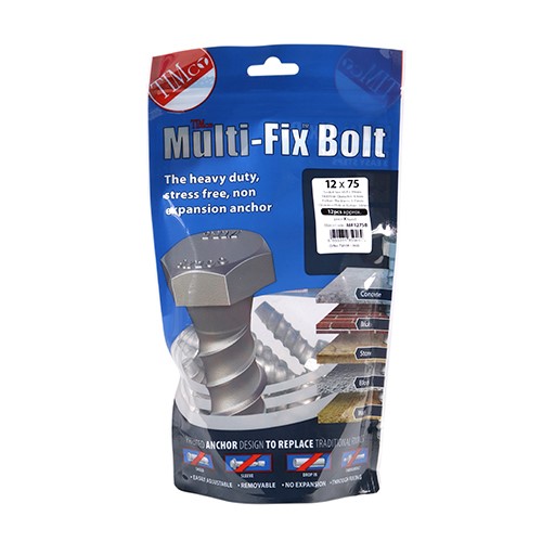 TIMCO Masonry Bolts - Hex - Exterior - Silver 12.0 x 75mm (12)