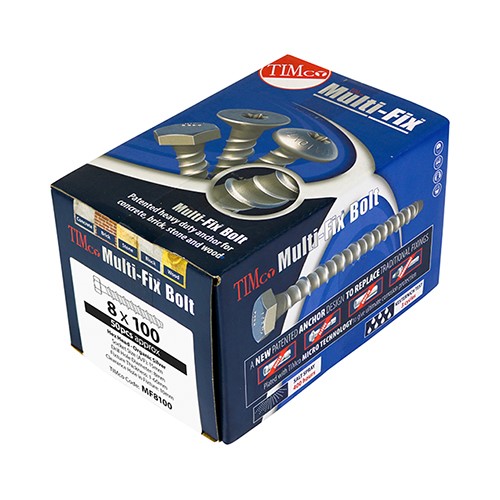 TIMCO Multi-Fix Masonry Bolts - Hex - Exterior - Silver 16.0 x 150mm (10 Pack)