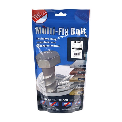 TIMCO Masonry Bolts - Hex - Exterior - Silver 8.0 x 60mm (30)