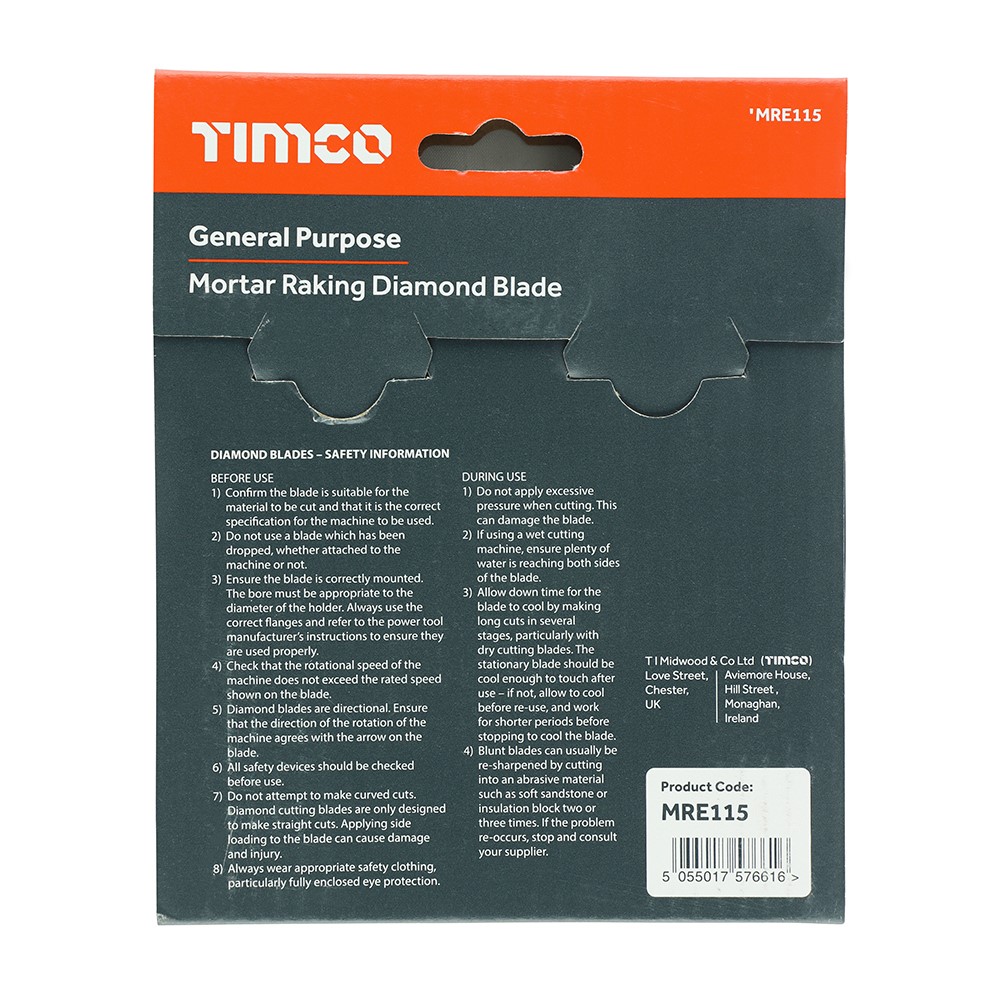 TIMCO Mortar Raking Diamond Blade - Segmented 115 x 22.2mm