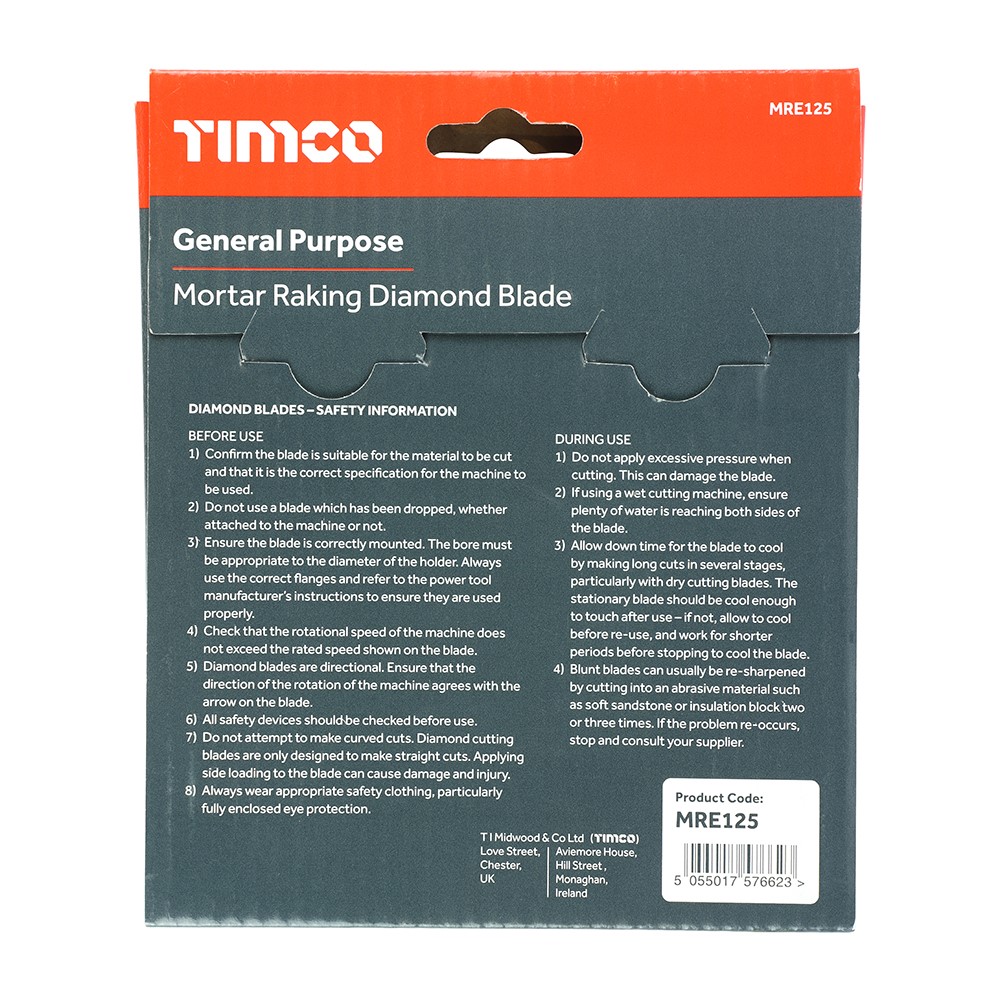 TIMCO Mortar Raking Diamond Blade - Segmented 125 x 22.2mm