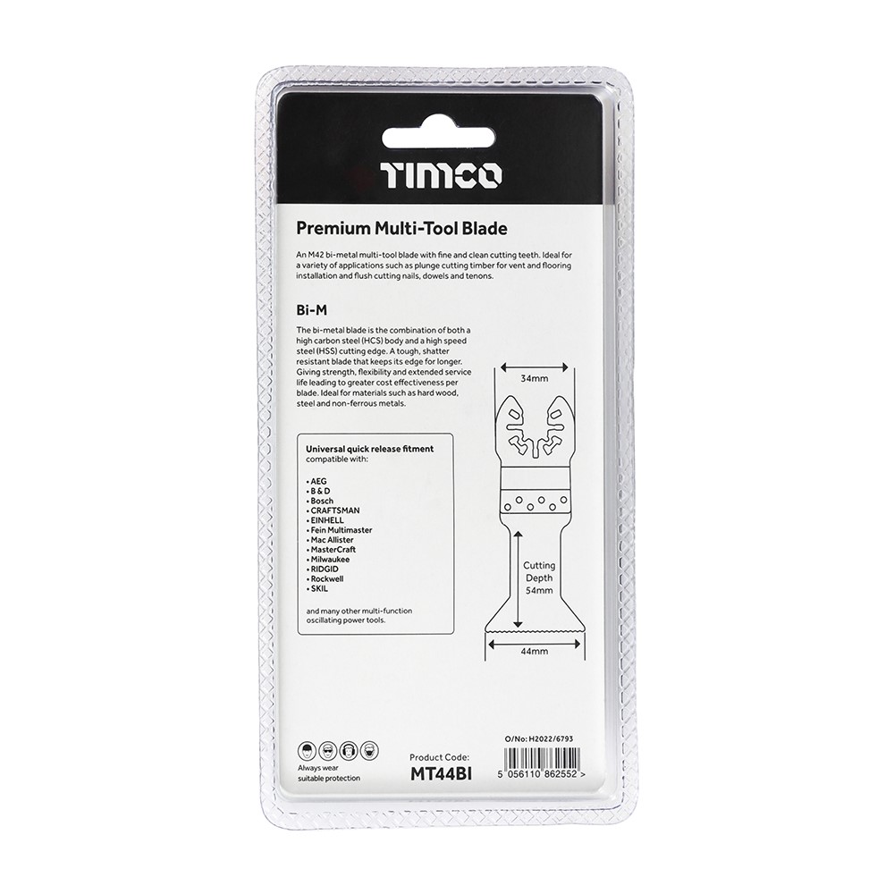 TIMCO Premium Multi-Tool Blades - Straight - For Wood/Metal 44mm