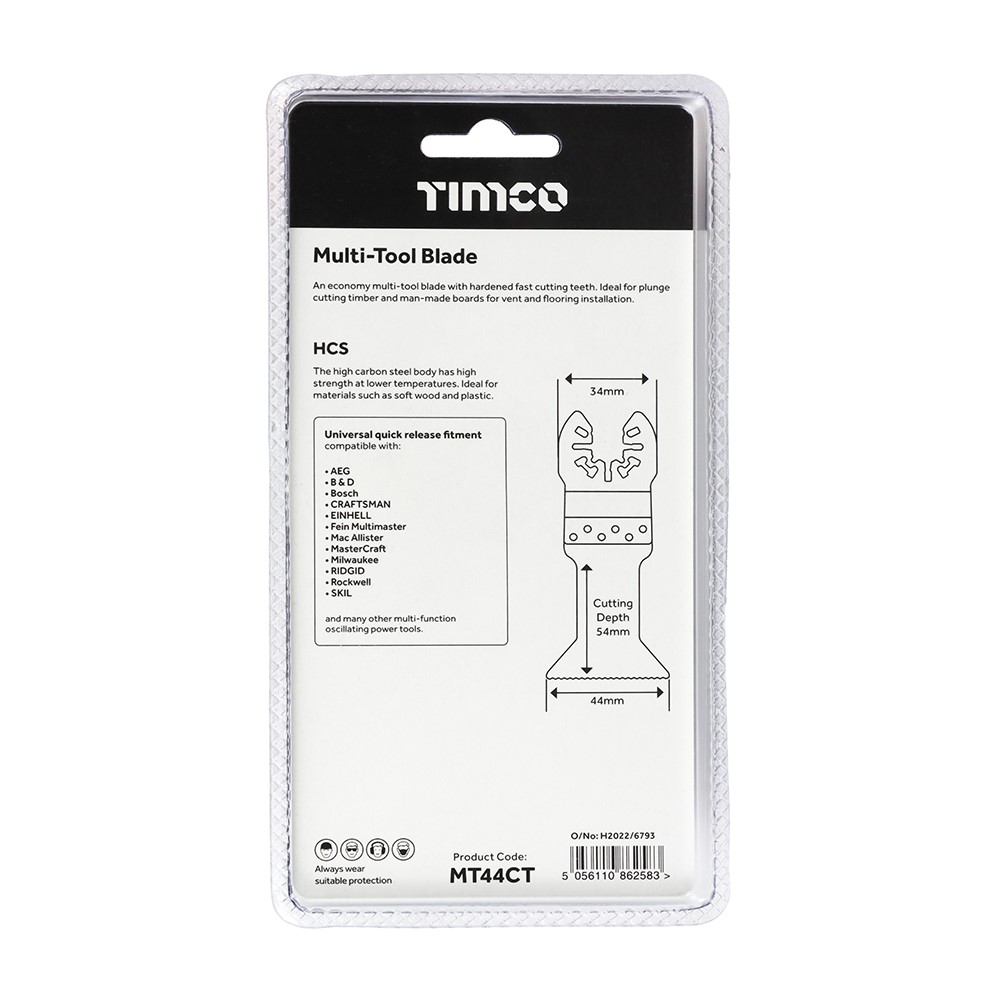 TIMCO Multi-Tool Blades - Straight Coarse - For Wood 44mm