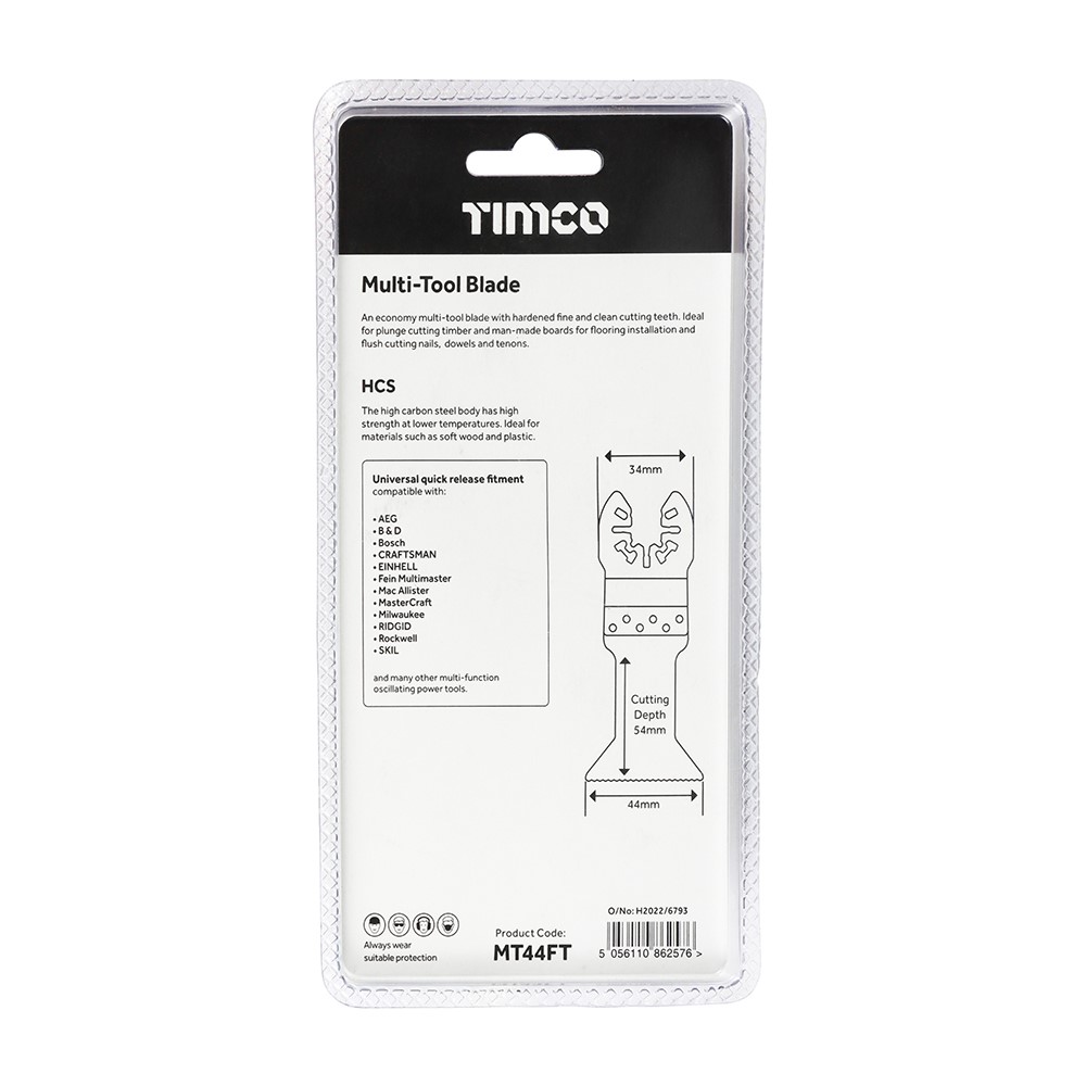 TIMCO Multi-Tool Blades - Straight Fine - For Wood 44mm