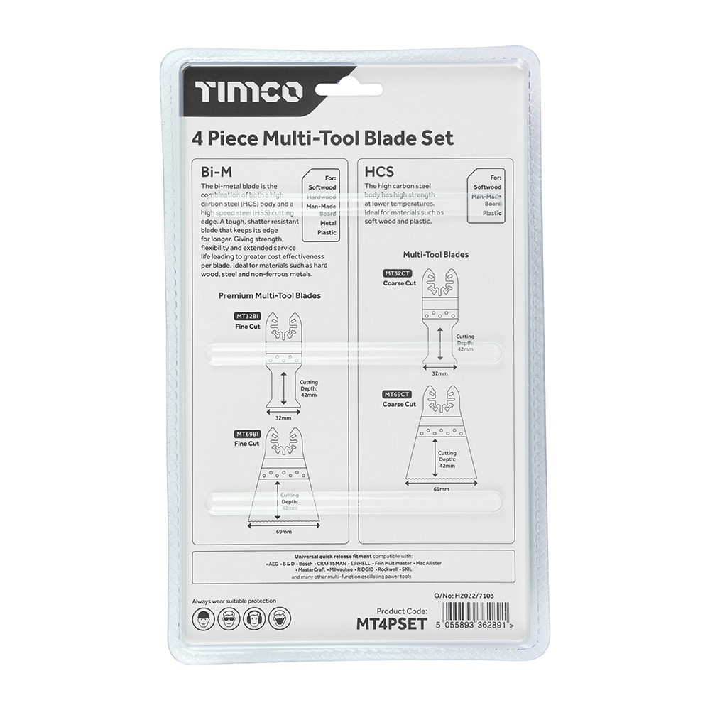 TIMCO Multi-Tool Blade Sets - 4 Piece Set Mixed