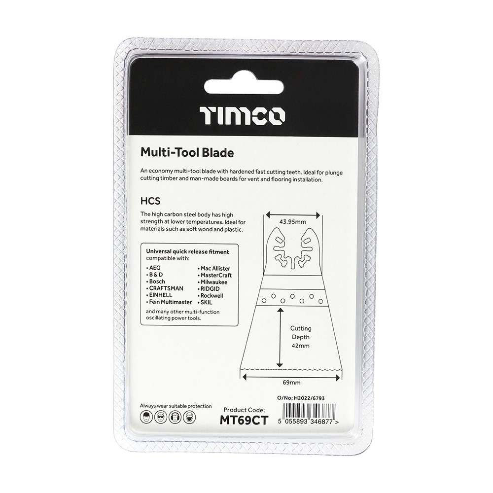 TIMCO Multi-Tool Blade - Straight Coarse - For Wood 69mm