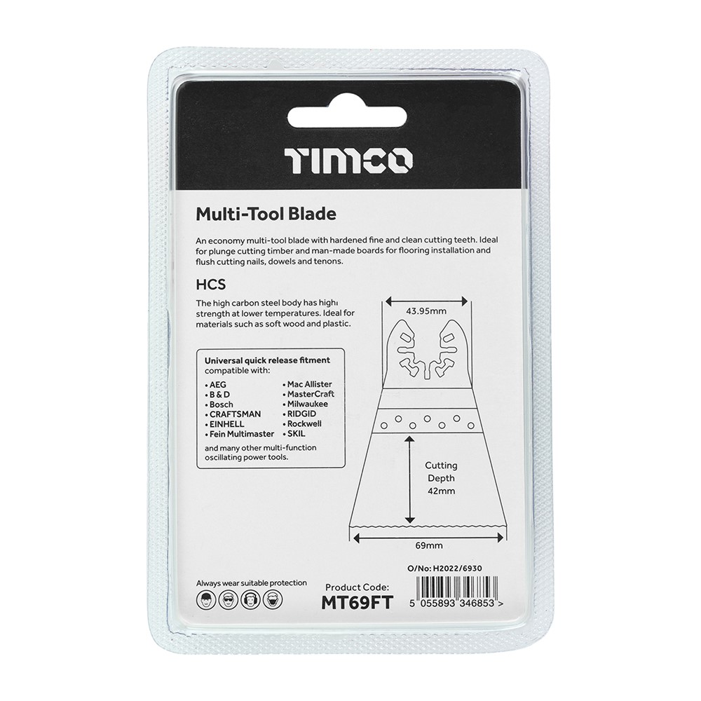 TIMCO Multi-Tool Blade - Straight Fine - For Wood 69mm
