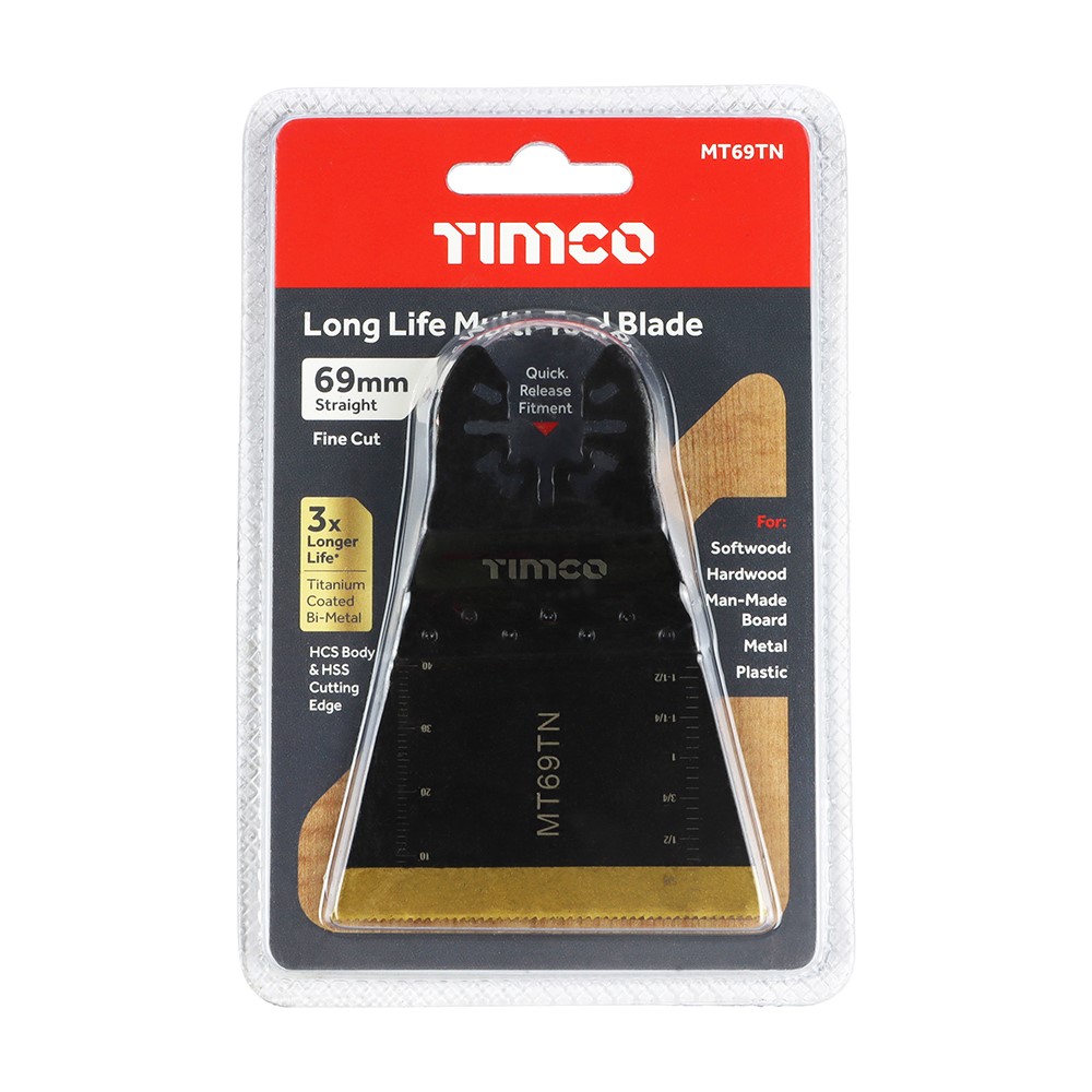 TIMCO Long Life Multi-Tool Blades - Straight - For Wood/Metal 69mm