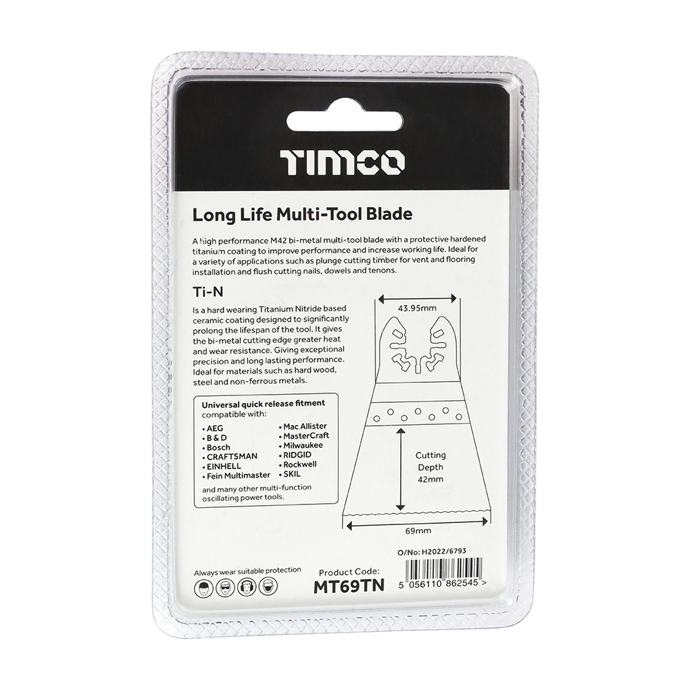 TIMCO Long Life Multi-Tool Blades - Straight - For Wood/Metal 69mm
