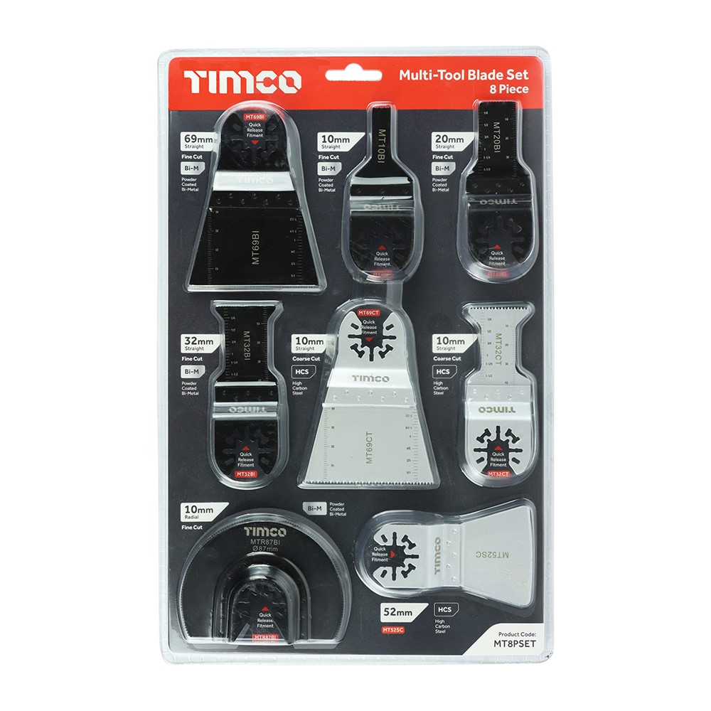 TIMCO Multi-Tool Blade Sets - 8 Piece Set Mixed
