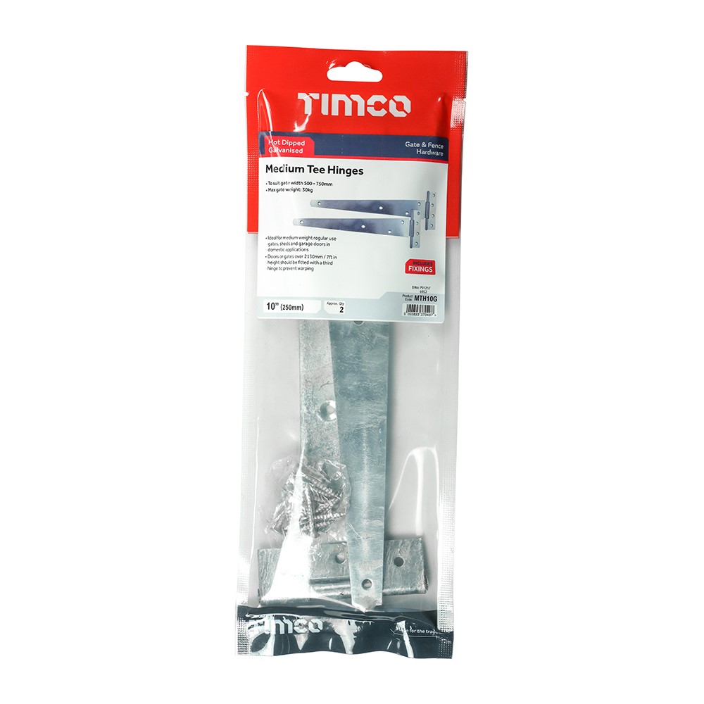 TIMCO Pair of Medium Tee Hinges - Hot Dipped Galvanised 10