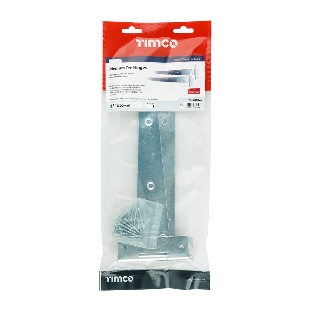 TIMCO Pair of Medium Tee Hinges - Zinc 12