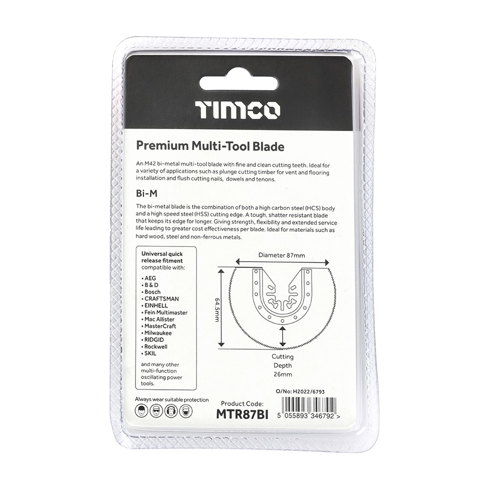 TIMCO Premium Multi-Tool Blade - Radial - For Wood / Metal Dia. 87mm