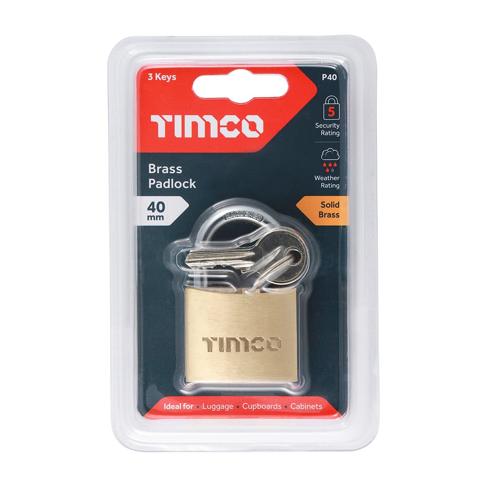 TIMCO Brass Padlock 40mm