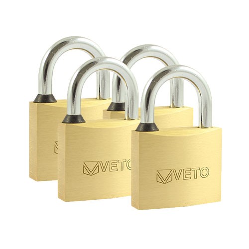 TIMCO Brass Padlocks Key Alike 40mm (4 Pack)