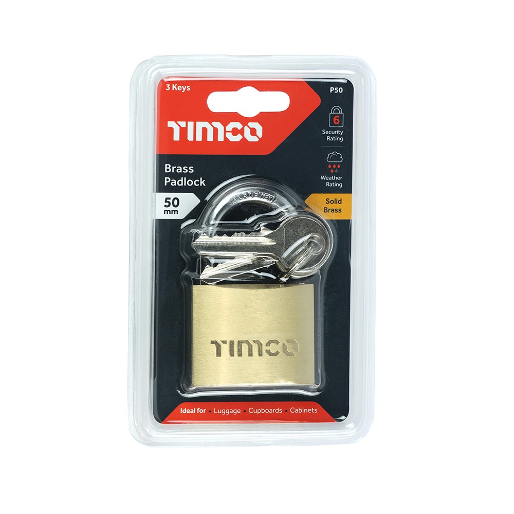 TIMCO Brass Padlock 50mm