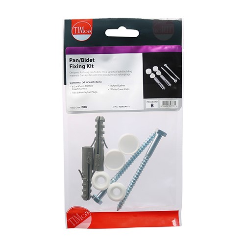 TIMCO Pan/Bidet Fixing Kit - White Pan Kit (2)