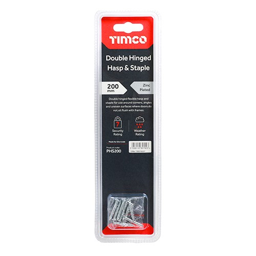 TIMCO Double Hinged Hasp & Staple - Zinc 200mm