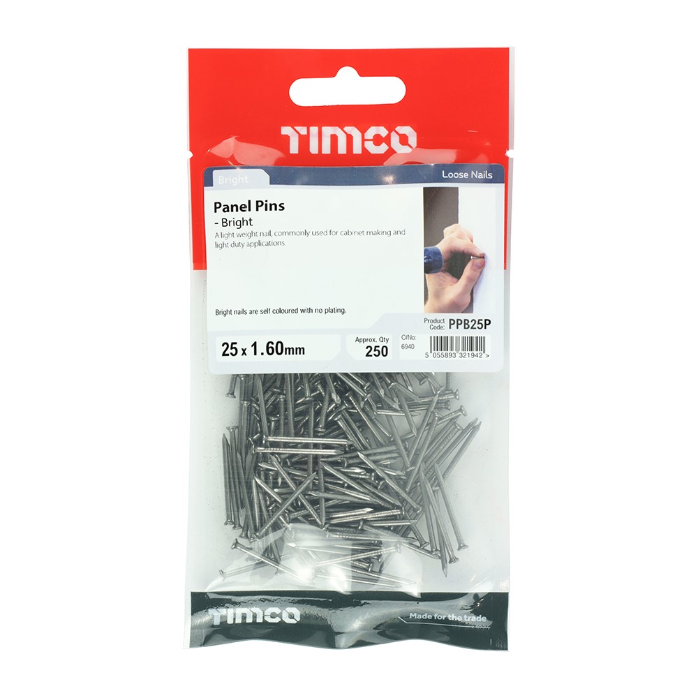 TIMCO Panel Pins - Bright 25 x 1.60mm (250)