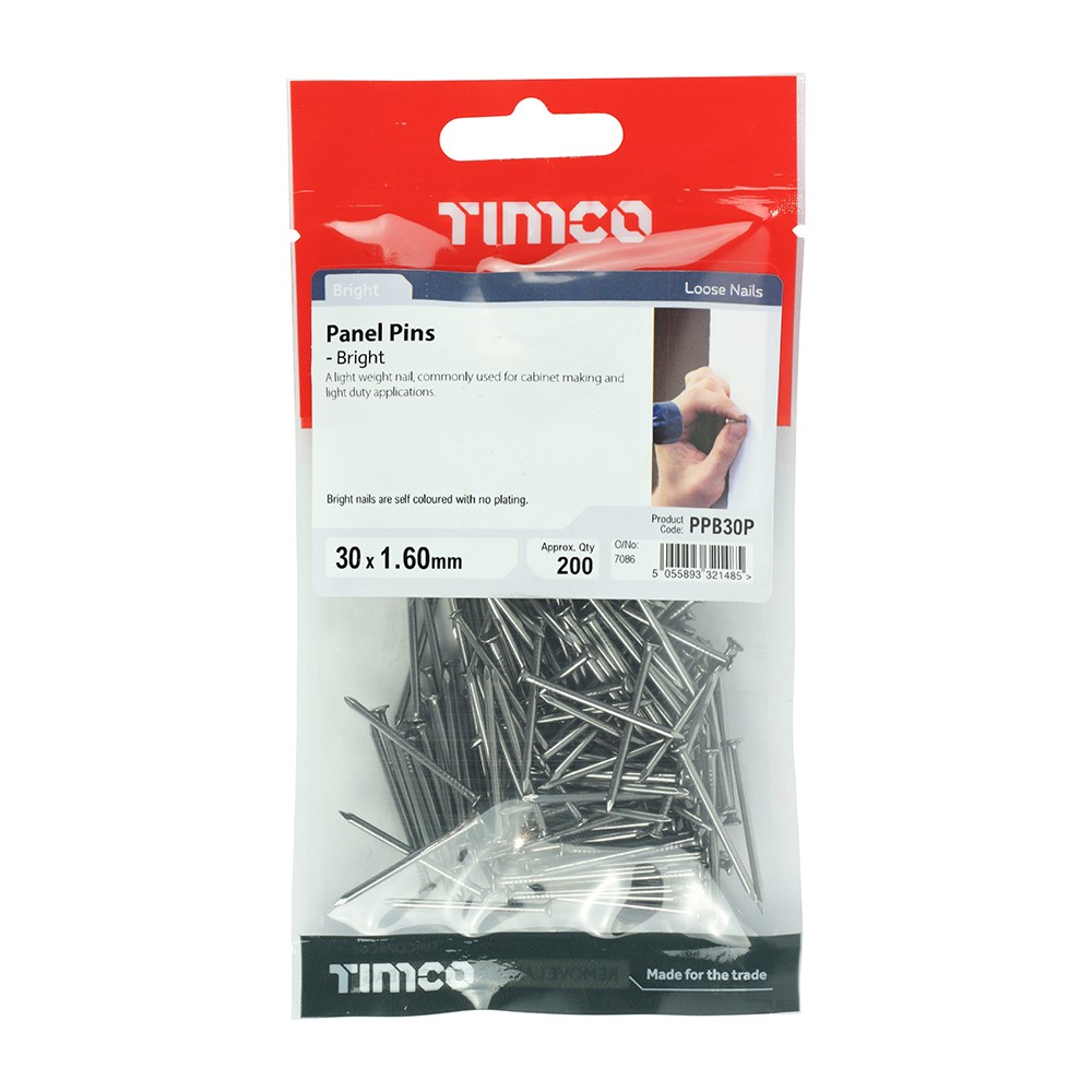 TIMCO Panel Pins - Bright 30 x 1.60mm (200)