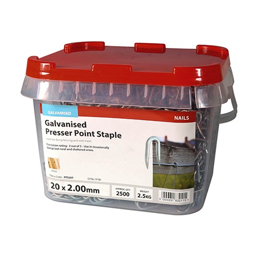 TIMCO Presser Point Staples - Galvanised 20 x 2.00mm (2.5kg TIMtub)