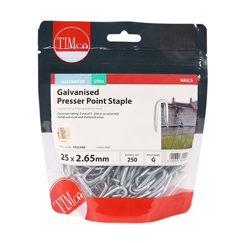 TIMCO Presser Point Staples - Galvanised 25 x 2.65mm (0.5kg)