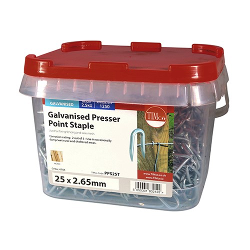 TIMCO Presser Point Staples - Galvanised 25 x 2.65mm (2.5kg TIMtub)