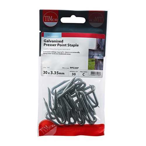 TIMCO Presser Point Staples - Galvanised 30 x 3.35mm (30)