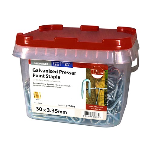 TIMCO Presser Point Staples - Galvanised 30 x 3.35mm (2.5kg TIMtub)