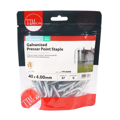 TIMCO Presser Point Staples - Galvanised 40 x 4.00mm (0.5kg)