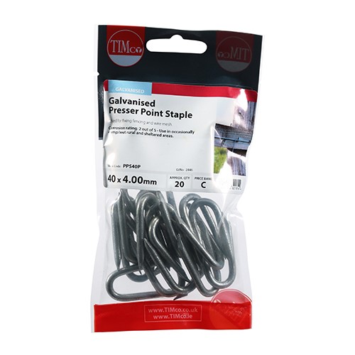 TIMCO Presser Point Staples - Galvanised 40 x 4.00mm (20)