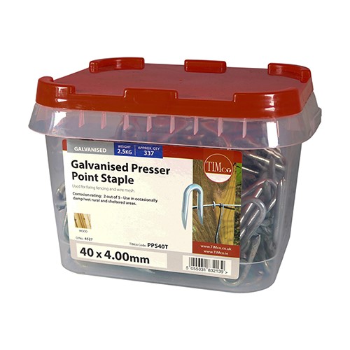 TIMCO Presser Point Staples - Galvanised 40 x 4.00mm (2.5kg TIMtub)