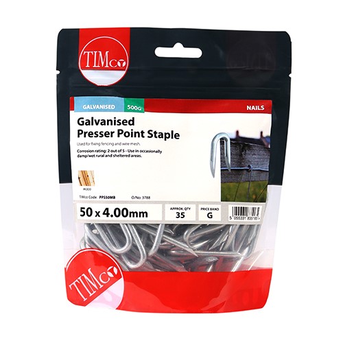 TIMCO Presser Point Staples - Galvanised 50 x 4.00mm (0.5kg)